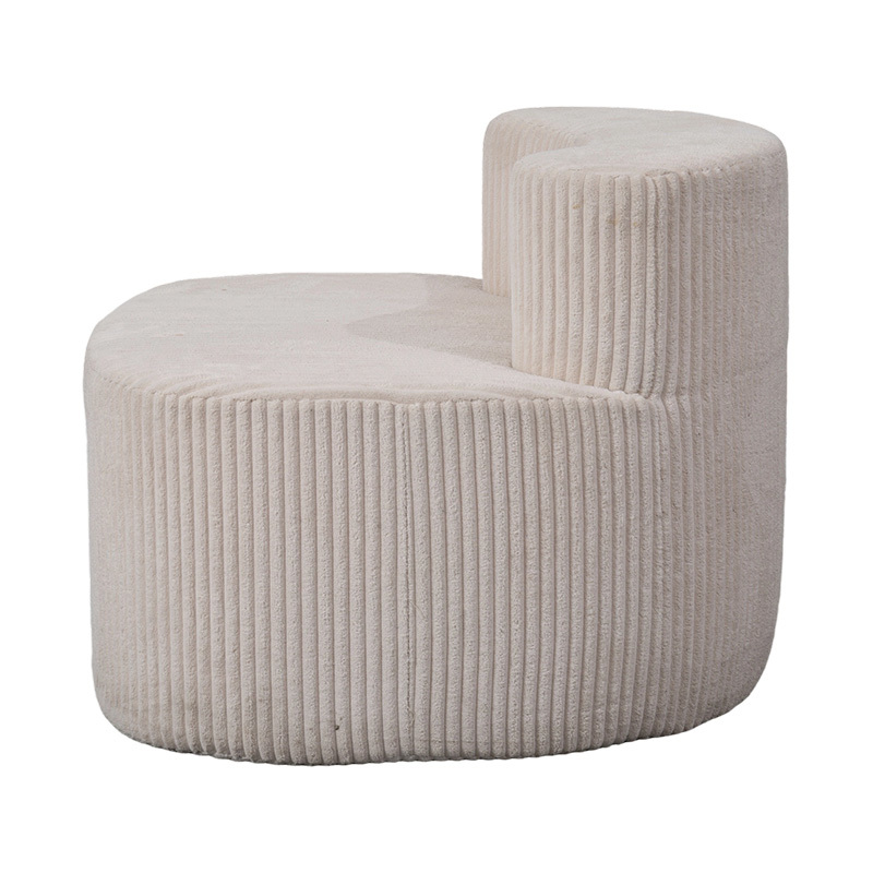 Sofa Bujang dalam Korduroy Beige Cerah dengan Sandaran Melengkung Sofa Bujang dalam Korduroy Beige Cerah dengan Sandaran Melengkung