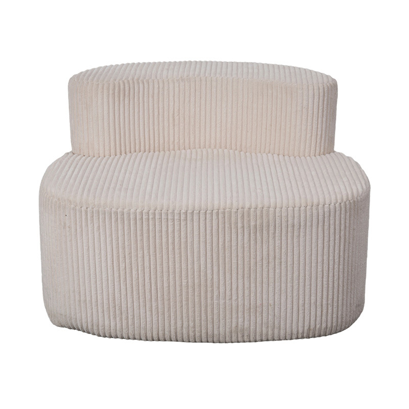Sofa Bujang dalam Korduroy Beige Cerah dengan Sandaran Melengkung Sofa Bujang dalam Korduroy Beige Cerah dengan Sandaran Melengkung