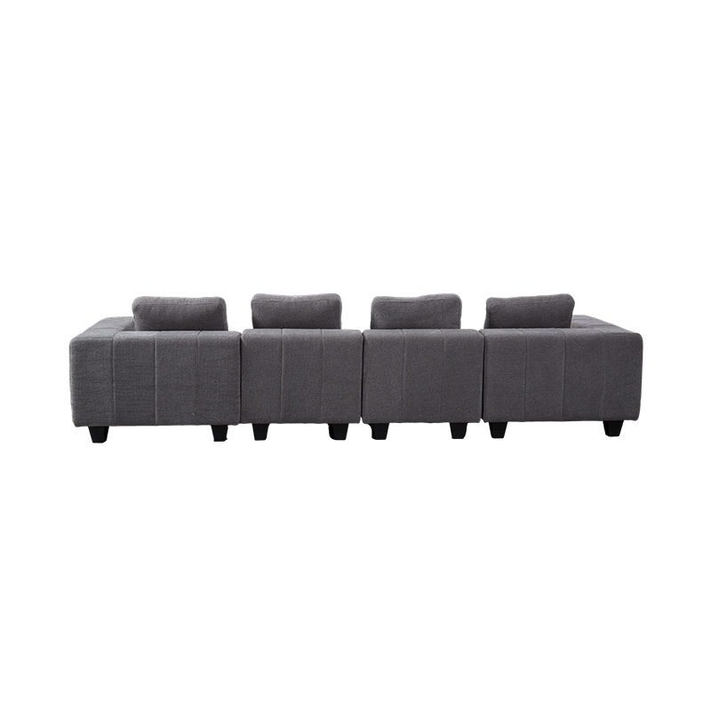 Sofa Berbentuk L Modular Besar dalam Fabrik Kelabu Muda dengan Kusyen Persegi, Gaya Minimalis Moden Sofa Berbentuk L Modular Besar dalam Fabrik Kelabu Muda dengan Kusyen Persegi, Gaya Minimalis Moden