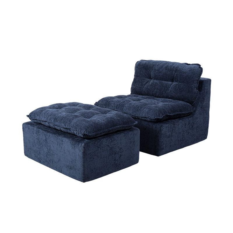 Set Sofa Berbuih Penuh Modular dalam Korduroi Biru Pedalam dengan Sandaran Kusyen dan Padanan Uthmaniyyah Set Sofa Berbuih Penuh Modular dalam Korduroi Biru Pedalam dengan Sandaran Kusyen dan Padanan Uthmaniyyah