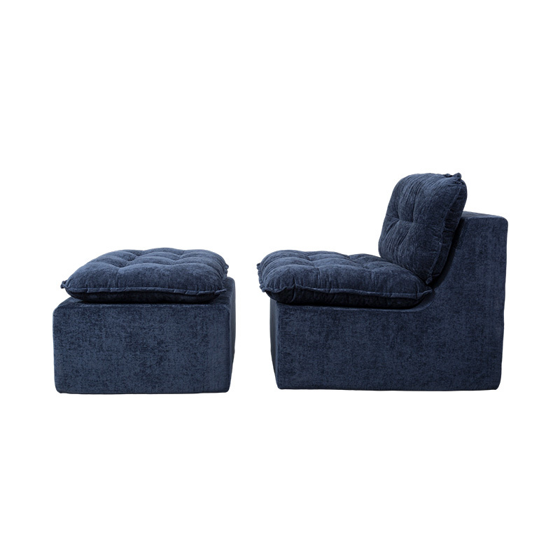 Set Sofa Berbuih Penuh Modular dalam Korduroi Biru Pedalam dengan Sandaran Kusyen dan Padanan Uthmaniyyah Set Sofa Berbuih Penuh Modular dalam Korduroi Biru Pedalam dengan Sandaran Kusyen dan Padanan Uthmaniyyah