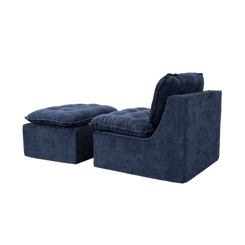 Set Sofa Berbuih Penuh Modular dalam Korduroi Biru Pedalam dengan Sandaran Kusyen dan Padanan Uthmaniyyah Set Sofa Berbuih Penuh Modular dalam Korduroi Biru Pedalam dengan Sandaran Kusyen dan Padanan Uthmaniyyah