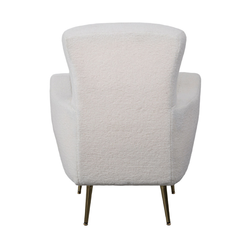 Kerusi Lounge Tunggal dalam Cream Faux Sherpa dengan Sandaran Lengkung, Kaki Logam Emas dan Tempat Letak Tangan Kerusi Lounge Tunggal dalam Cream Faux Sherpa dengan Sandaran Lengkung, Kaki Logam Emas dan Tempat Letak Tangan