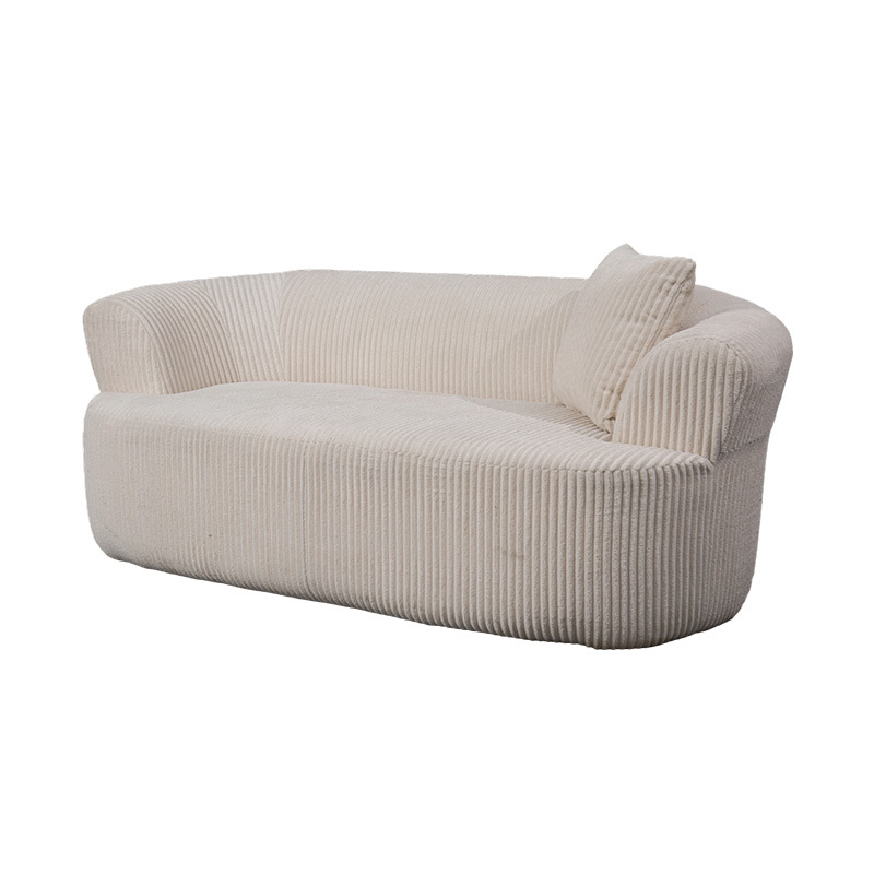 Sofa Berganda Penuh Buih dalam Korduroi Putih Putih dengan Kusyen Padanan Sofa Berganda Penuh Buih dalam Korduroi Putih Putih dengan Kusyen Padanan