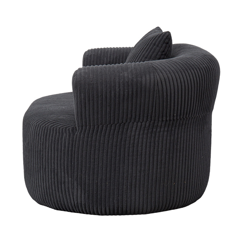 Sofa Bersalut Buih Penuh Tunggal dalam Korduroi Kelabu Gelap dengan Kusyen Padanan Sofa Bersalut Buih Penuh Tunggal dalam Korduroi Kelabu Gelap dengan Kusyen Padanan