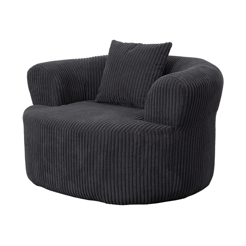 Sofa Bersalut Buih Penuh Tunggal dalam Korduroi Kelabu Gelap dengan Kusyen Padanan Sofa Bersalut Buih Penuh Tunggal dalam Korduroi Kelabu Gelap dengan Kusyen Padanan
