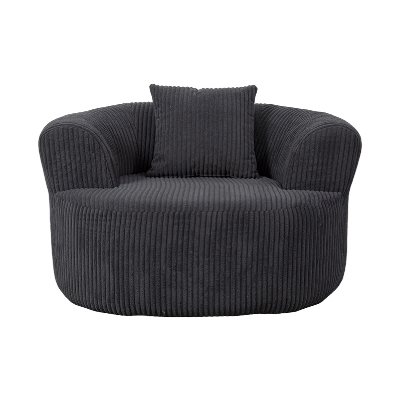 Sofa Bersalut Buih Penuh Tunggal dalam Korduroi Kelabu Gelap dengan Kusyen Padanan Sofa Bersalut Buih Penuh Tunggal dalam Korduroi Kelabu Gelap dengan Kusyen Padanan