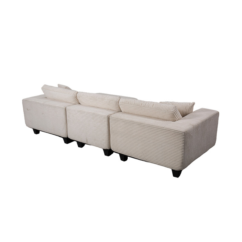 Sofa Sudut Berbentuk L Besar dalam Korduroi Putih Putih dengan Rekaan Minimalis Moden Sofa Sudut Berbentuk L Besar dalam Korduroi Putih Putih dengan Rekaan Minimalis Moden