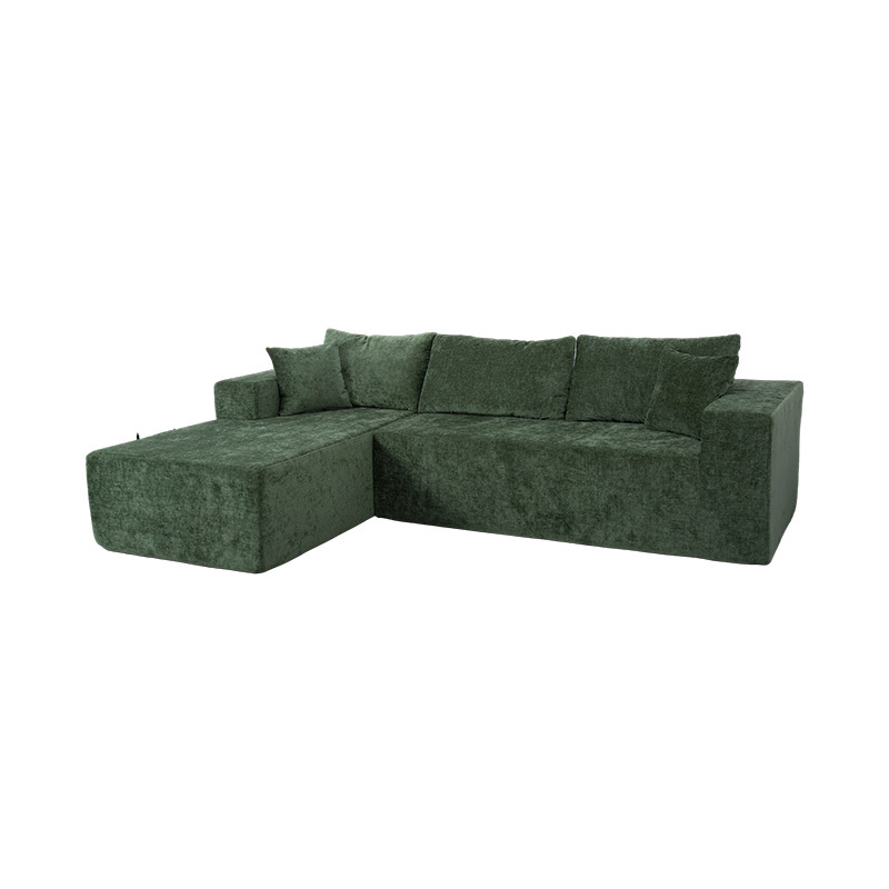 Sofa Sudut Berbentuk L Modular dalam Baldu Hijau Zamrud dengan Berbilang Kusyen Sofa Sudut Berbentuk L Modular dalam Baldu Hijau Zamrud dengan Berbilang Kusyen