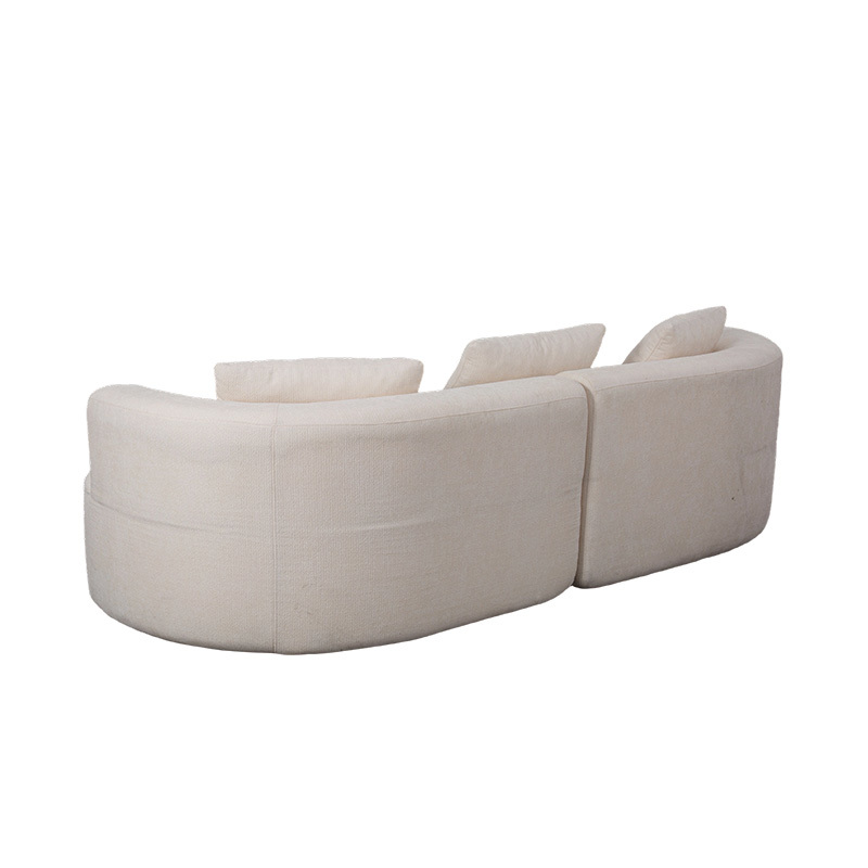 Sofa Berkembar Modular dalam Baldu Krim dengan Kusyen Padanan dan Sandaran Lengkung Sofa Berkembar Modular dalam Baldu Krim dengan Kusyen Padanan dan Sandaran Lengkung
