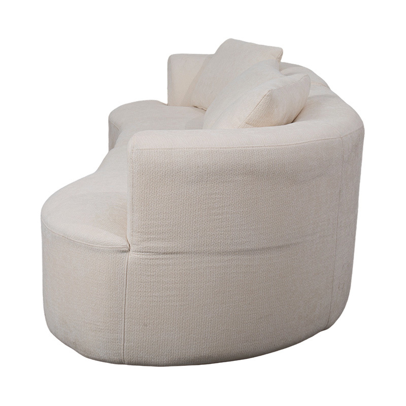 Sofa Berkembar Modular dalam Baldu Krim dengan Kusyen Padanan dan Sandaran Lengkung Sofa Berkembar Modular dalam Baldu Krim dengan Kusyen Padanan dan Sandaran Lengkung
