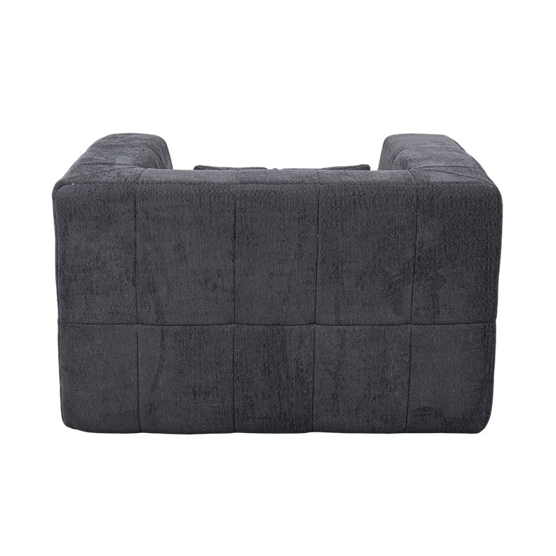 Sofa Lounge Buih Penuh Tunggal dengan Baldu Kelabu Gelap dan Rekaan Blok Geometrik Sofa Lounge Buih Penuh Tunggal dengan Baldu Kelabu Gelap dan Rekaan Blok Geometrik