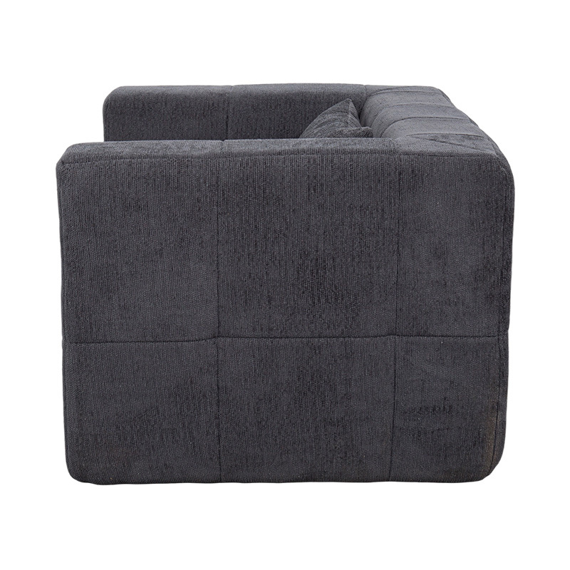 Sofa Lounge Buih Penuh Tunggal dengan Baldu Kelabu Gelap dan Rekaan Blok Geometrik Sofa Lounge Buih Penuh Tunggal dengan Baldu Kelabu Gelap dan Rekaan Blok Geometrik