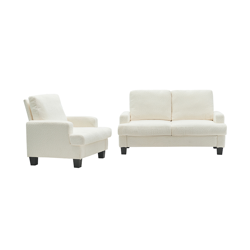 Sofa Kain Putih Baldu Teddy Moden